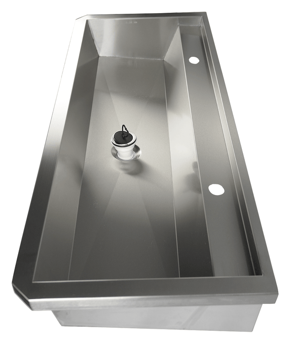 CombiSteel Edelstahl Waschbecken 2 Ablasshahne 1200Mm Ablaufstopfen Und Schutzwand Inklusive, Exklusiv Hahne