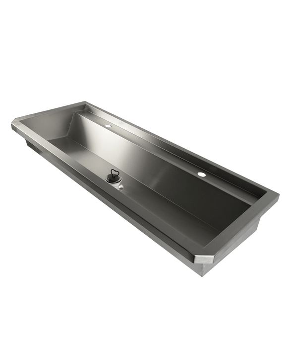 CombiSteel Edelstahl Waschbecken 2 Ablasshahne 1200Mm Ablaufstopfen Und Schutzwand Inklusive, Exklusiv Hahne