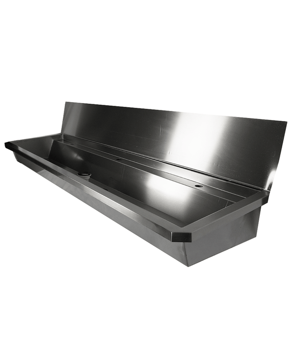 CombiSteel Edelstahl Waschbecken 3 Ablasshahne 1800Mm Ablaufstopfen Und Schutzwand Inklusive, Exklusiv Hahne