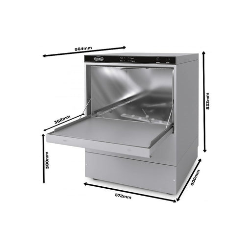 CombiSteel Geschirrspülmaschine Frontbedienung Ent 500-230 Dp Dde Mit Abwasserpumpe Und Spülmitteldosierer