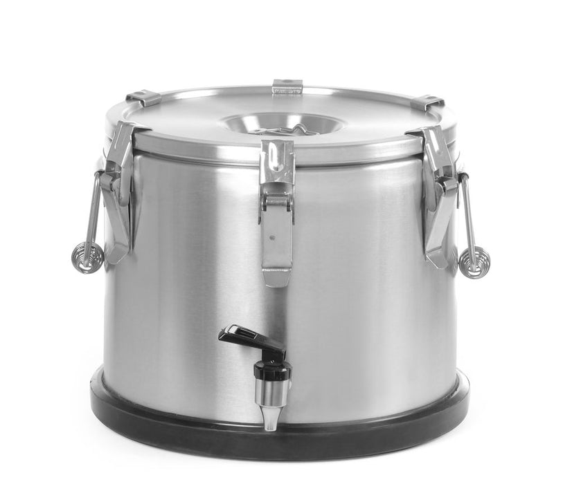 Isolierter tragbarer Behälter - mit Ablasshahn, HENDI, Profi Line, 15L, Silber, ⌀330x(H)280mm