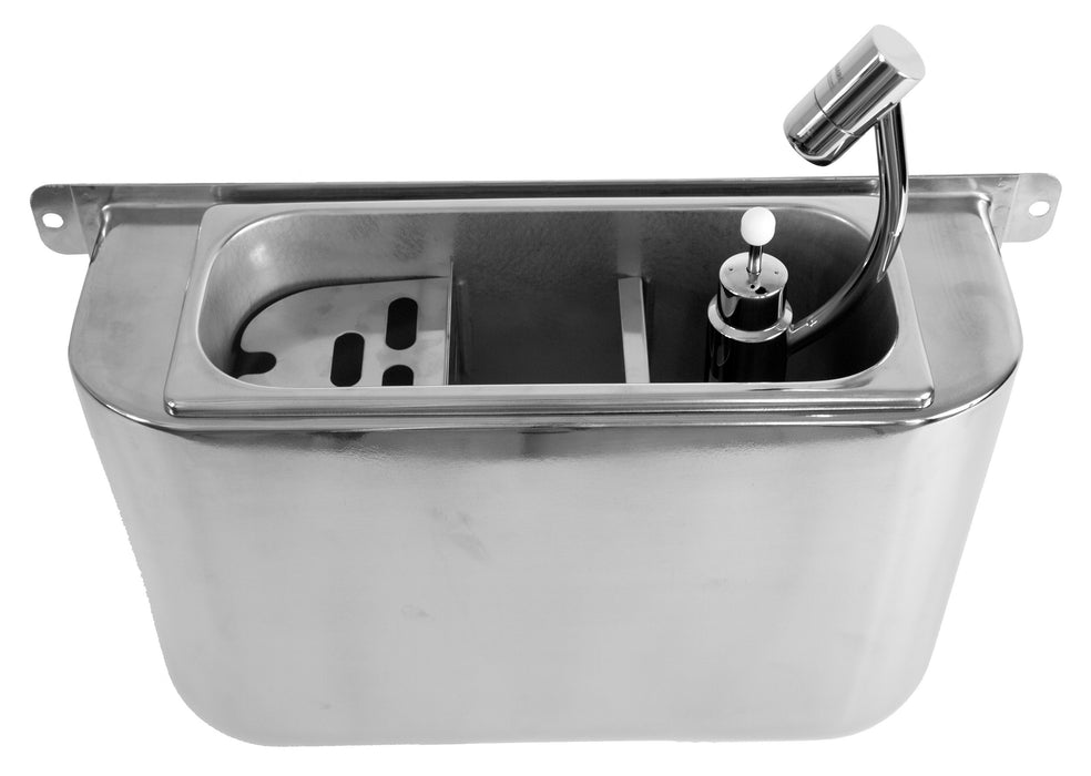 CombiSteel Spülbecke Für Eislöffel Mit Eislöffeldusche 410 × 120 × 270 Mit Wasserablaufloch, Wasseranschluss Und Überlaufrohr