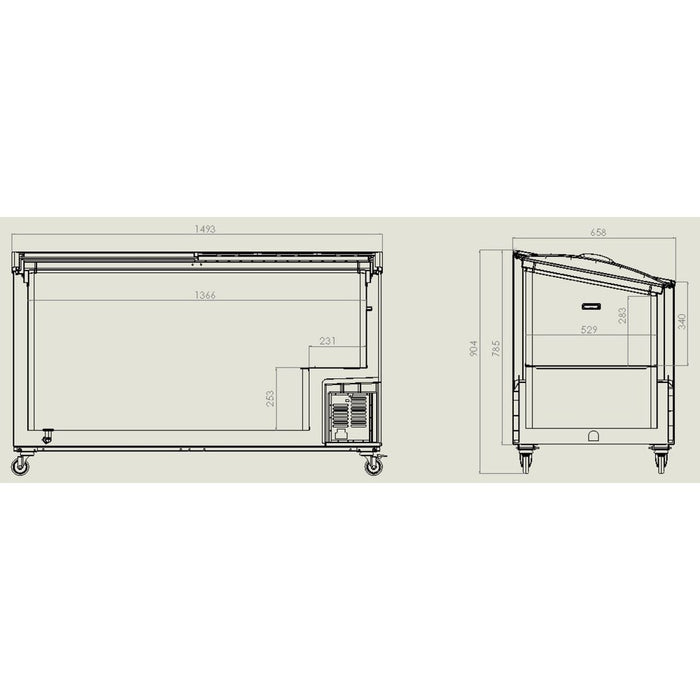 CombiSteel Tiefkühltruhe Glasdeckel 461 L