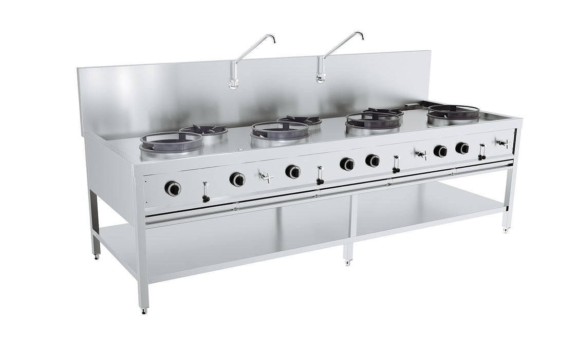 CombiSteel Gas Woktisch 4 × 17Kw + 3 × 9Kw