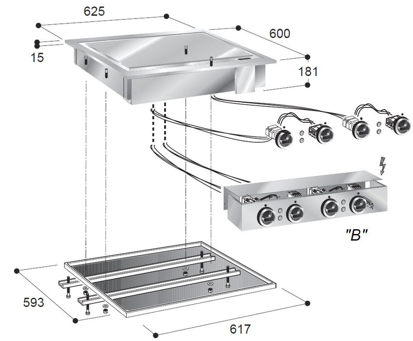 CombiSteel El. Grillplatte Glatt 400V | 7266.0050