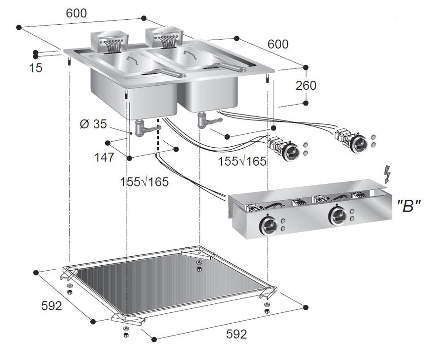 CombiSteel Elektrofriteusen 2 × 10 L | 7266.0075