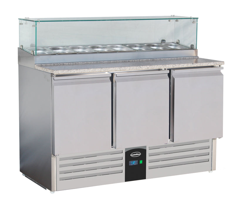 CombiSteel Pizzatisch Mit Glas 3 Türen