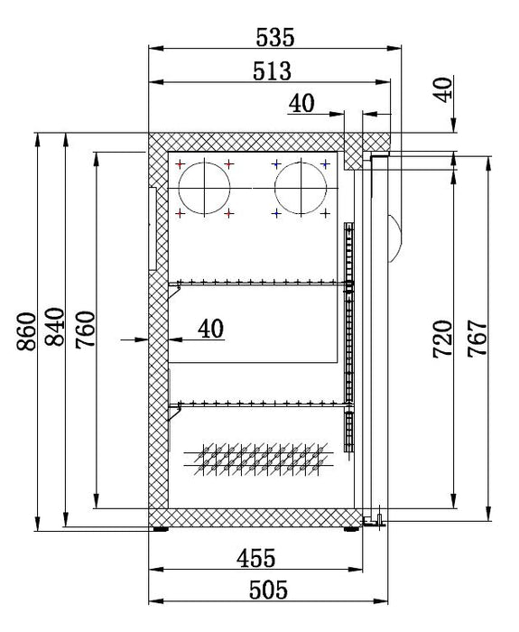 CombiSteel Barkühler Schwarz 3 Türen | 7450.0320