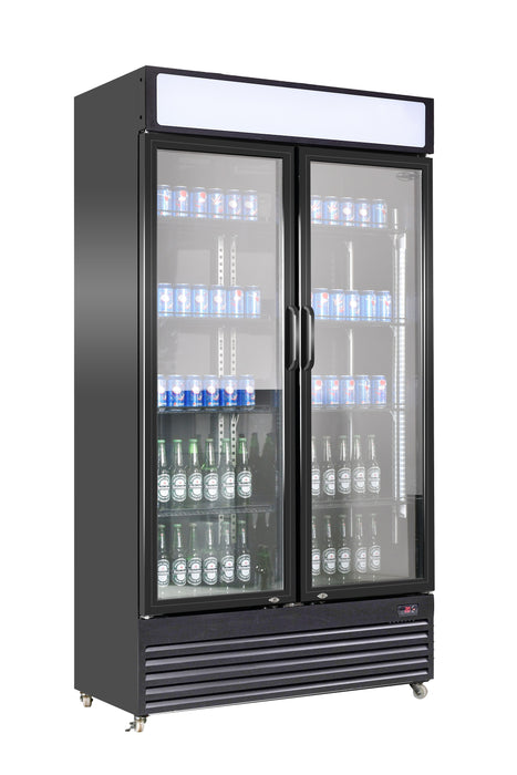 CombiSteel Kühlschrank 2 Glastüren Bez-780 Gd Schwarz