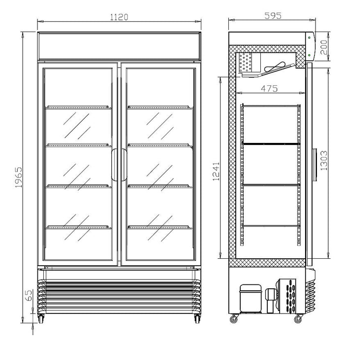 CombiSteel Kühlschrank Mit Schiebeglastüren Bez-750 Sl