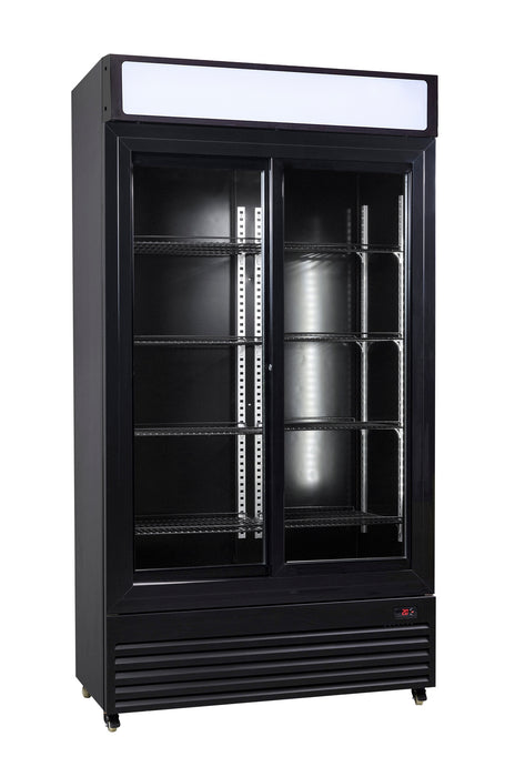 CombiSteel Kühlschrank Mit Schiebeglastüren Bez-780 Sl Schwarz