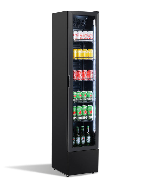 CombiSteel Kühlschrank Glastür Schmall Schwarz Nap-150