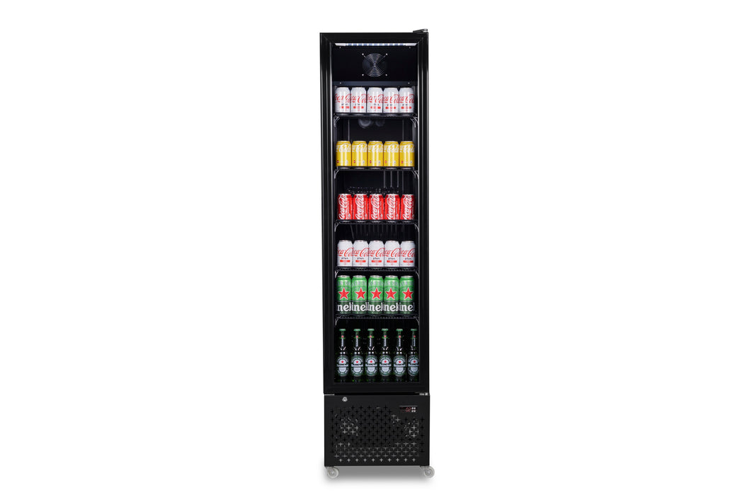 CombiSteel Kühlschrank Glastür Schmall Schwarz Nap-250
