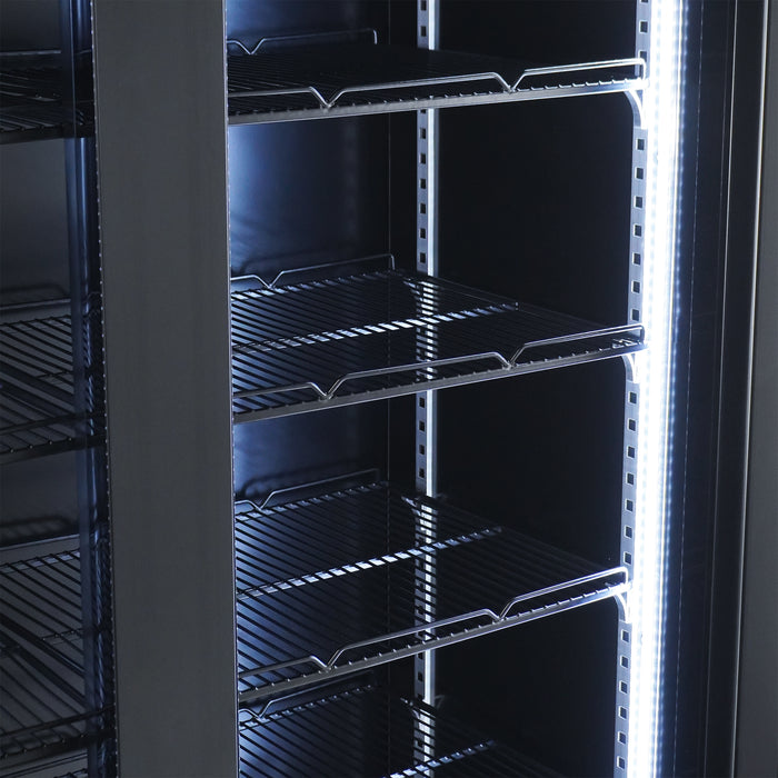 CombiSteel Kühlschrank 2 Glastüren Schwarz Nap-850
