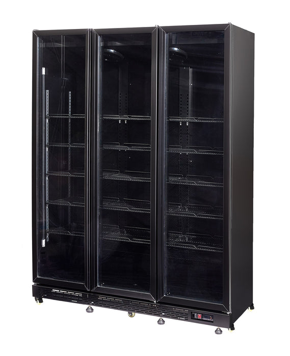 CombiSteel Kühlschrank 3 Glastüren Schwarz Nap-1200