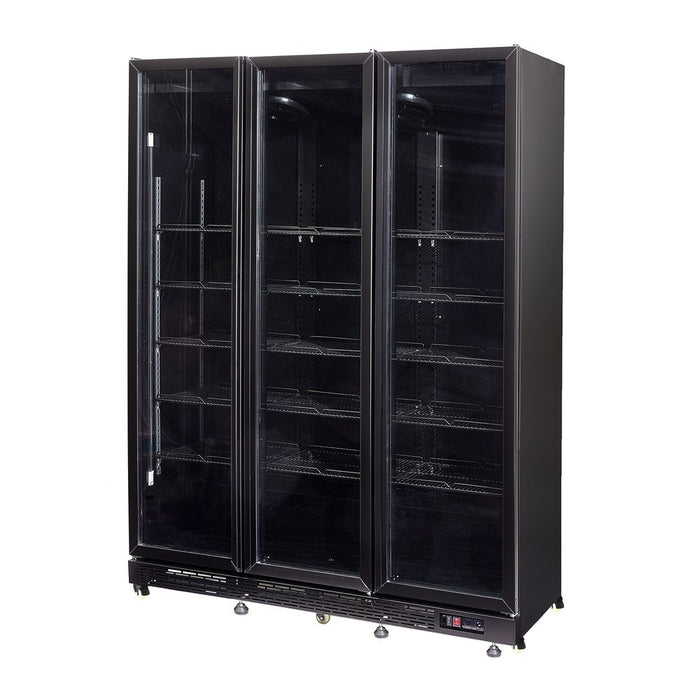 CombiSteel Kühlschrank 3 Glastüren Schwarz Nap-1200 Ht - Mit Türheizung
