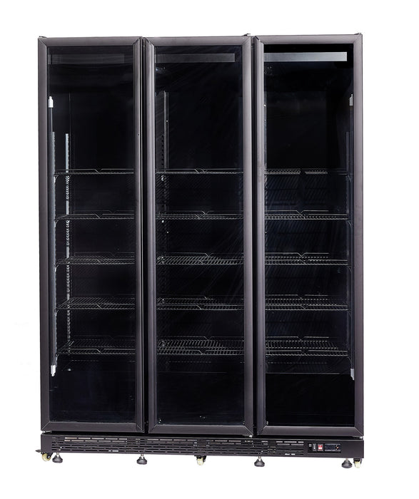 CombiSteel Kühlschrank 3 Glastüren Schwarz Nap-1200
