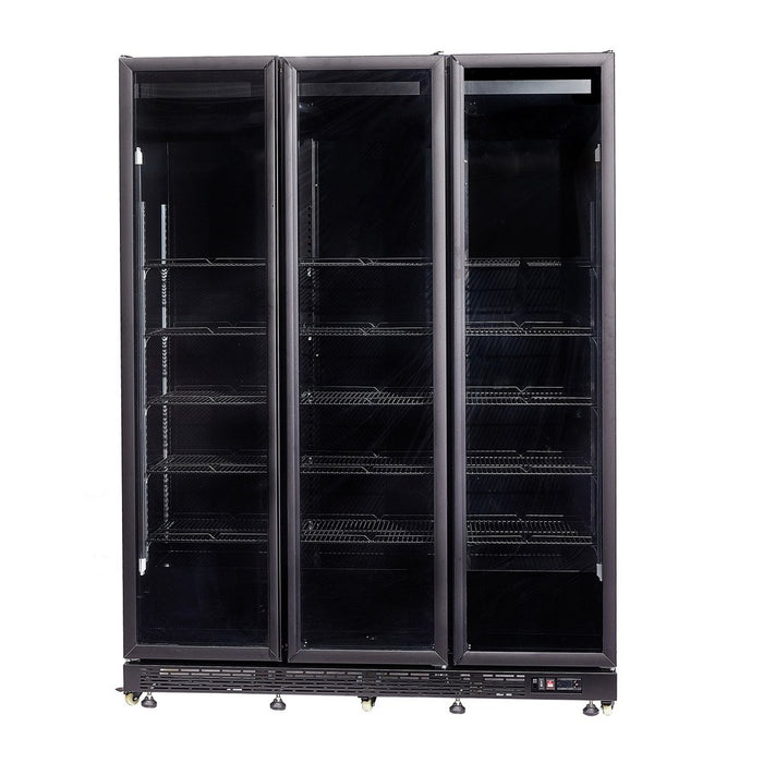 CombiSteel Kühlschrank 3 Glastüren Schwarz Nap-1200 Ht - Mit Türheizung