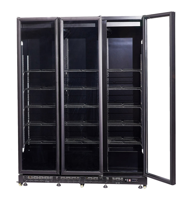 CombiSteel Kühlschrank 3 Glastüren Schwarz Nap-1200