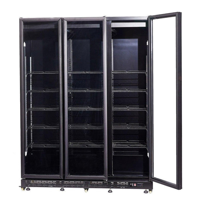 CombiSteel Kühlschrank 3 Glastüren Schwarz Nap-1200 Ht - Mit Türheizung