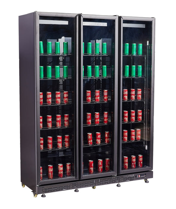CombiSteel Kühlschrank 3 Glastüren Schwarz Nap-1200