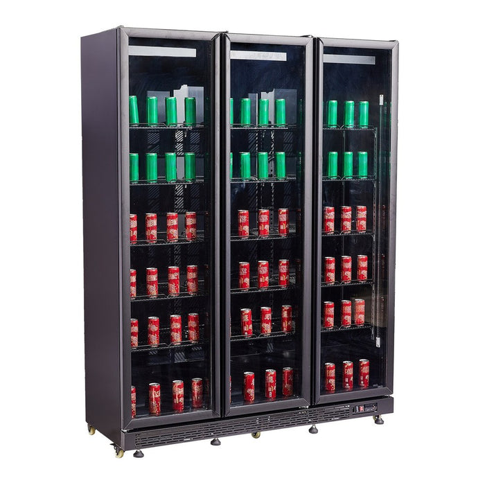 CombiSteel Kühlschrank 3 Glastüren Schwarz Nap-1200 Ht - Mit Türheizung