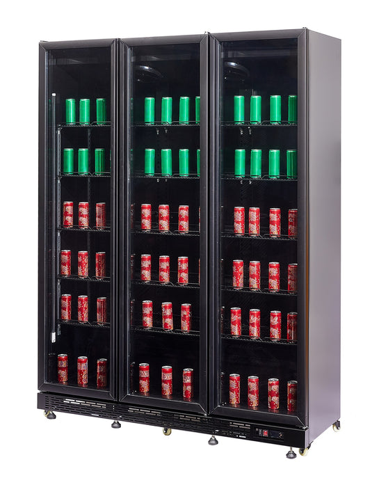 CombiSteel Kühlschrank 3 Glastüren Schwarz Nap-1200
