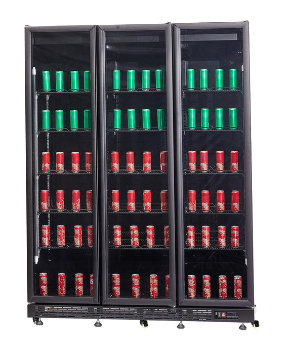 CombiSteel Kühlschrank 3 Glastüren Schwarz Nap-1200