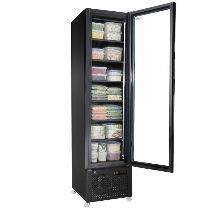 CombiSteel Tiefkühlschrank 1 Glastür Schwarz Nap-250F