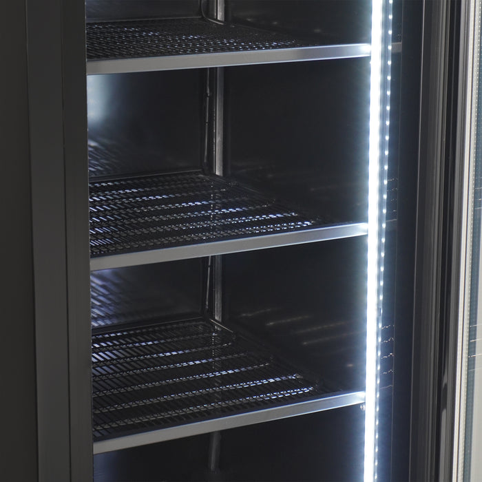 CombiSteel Tiefkühlschrank 1 Glastür Schwarz Nap-250F