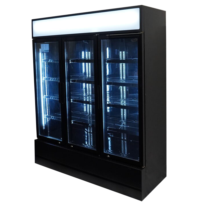 CombiSteel Kühlschrank 3 Glastüren Schwarz Fcu-1200 Bl