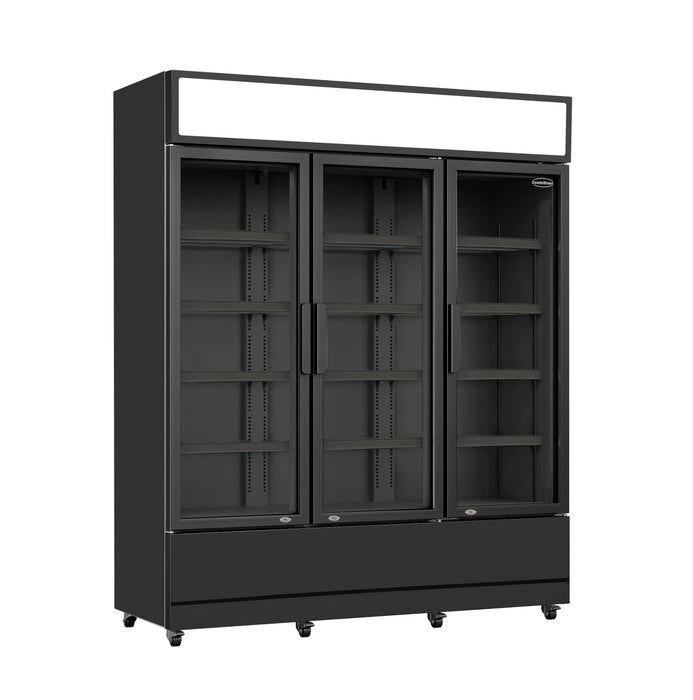 CombiSteel Kühlschrank 3 Glastüren Schwarz Fcu-1200 Bl