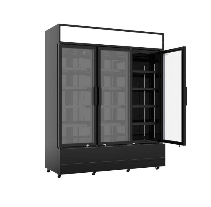 CombiSteel Kühlschrank 3 Glastüren Schwarz Fcu-1200 Bl