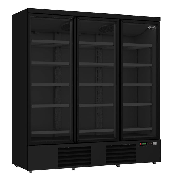 CombiSteel Kühlschrank 3 Glastüren Schwarz Jde-1530R Bl