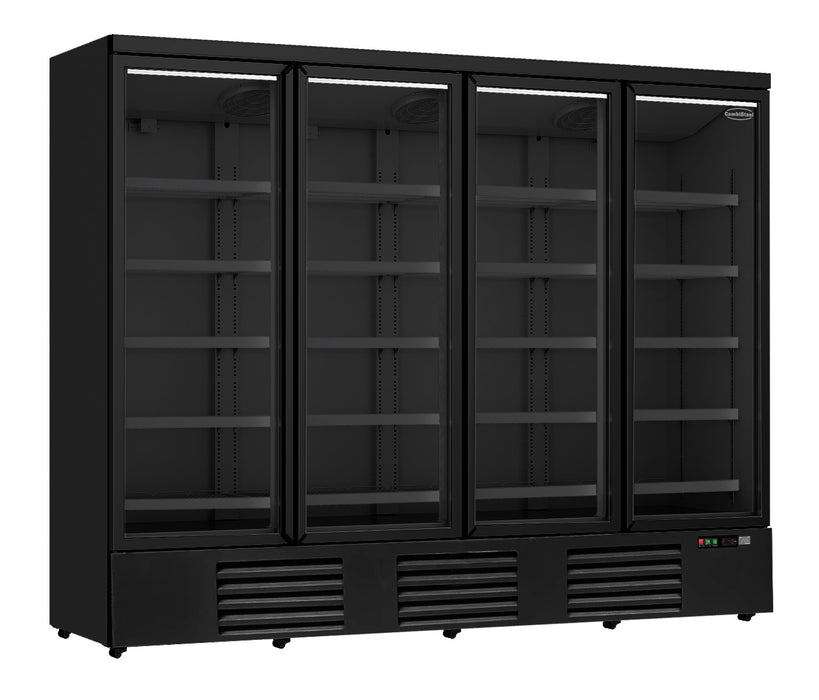 CombiSteel Kühlschrank 4 Glastüren Schwarz Jde-2025R Bl **Achtung, Es Liegt Ein Erhöhter Einschatlstrom Vor, Sodass Ein Leitu