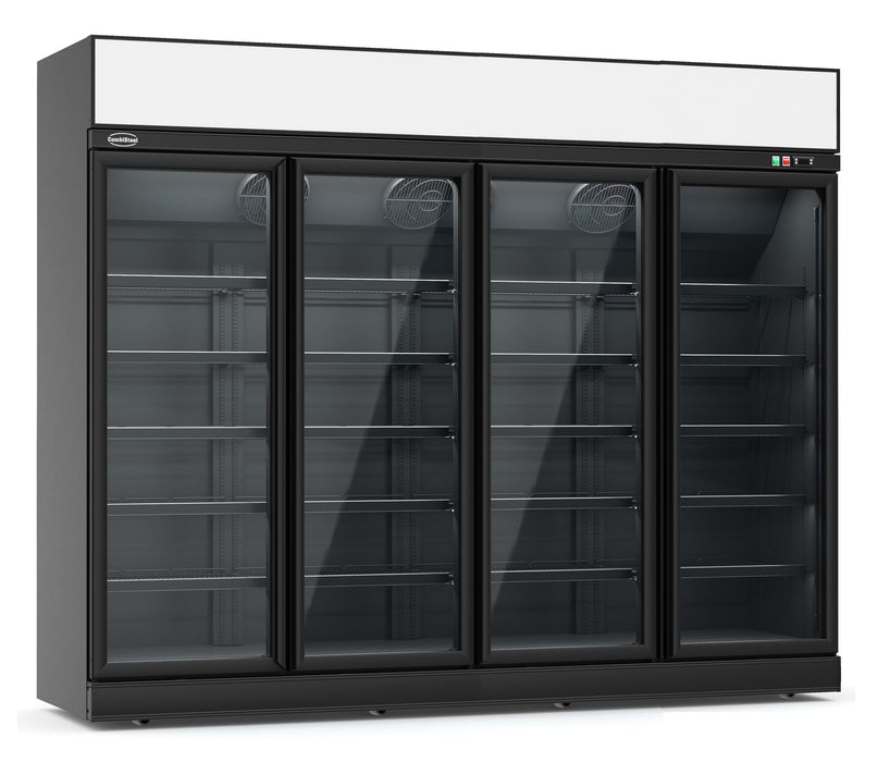 CombiSteel Kühlschrank 4 Glastüren Schwarz Ins-2060R Bl **Achtung, Es Liegt Ein Erhöhter Einschatlstrom Vor, Sodass Ein Leitu