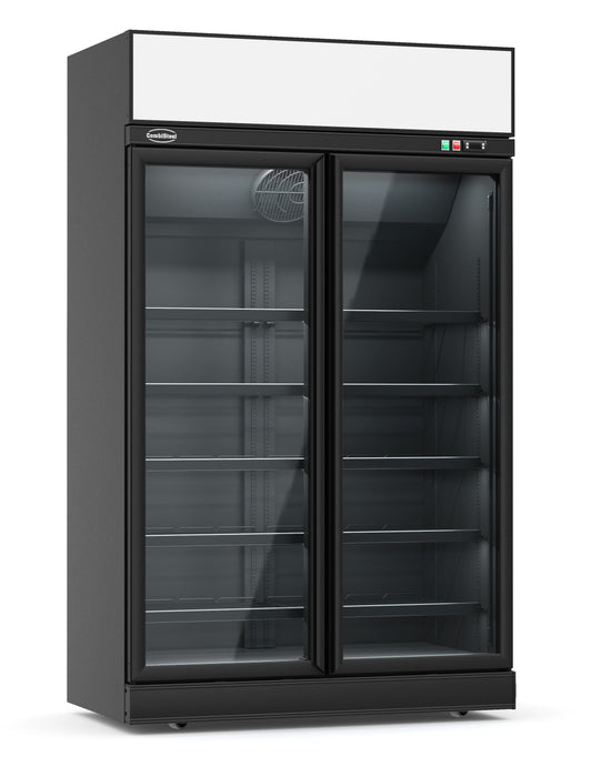 CombiSteel Tiefkühlschrank 2 Glastüren Schwarz Ins-1000F Bl **Achtung, Es Liegt Ein Erhöhter Einschatlstrom Vor, Sodass Ein L