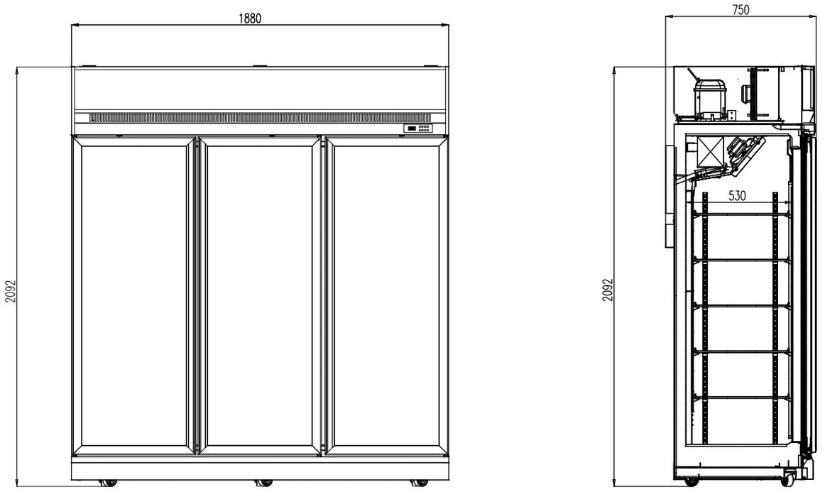 CombiSteel Tiefkühlschrank 3 Glastüren Schwarz Ins-1530F Bl **Achtung, Es Liegt Ein Erhöhter Einschatlstrom Vor, Sodass Ein L