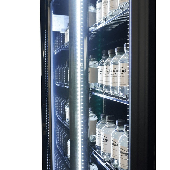 CombiSteel Kühlschrank 3 Glastüren Schwarz Irm-1180R Bl