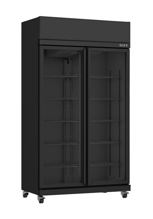CombiSteel Kühlschrank 2 Glastüren Schwarz Irm-770 Bl