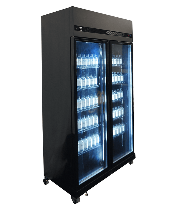 CombiSteel Kühlschrank 2 Glastüren Schwarz Irm-770 Bl