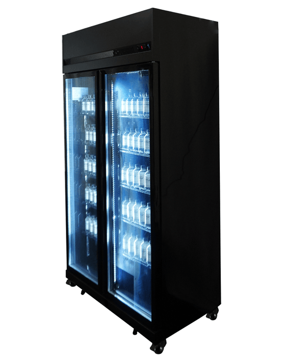 CombiSteel Kühlschrank 2 Glastüren Schwarz Irm-770 Bl