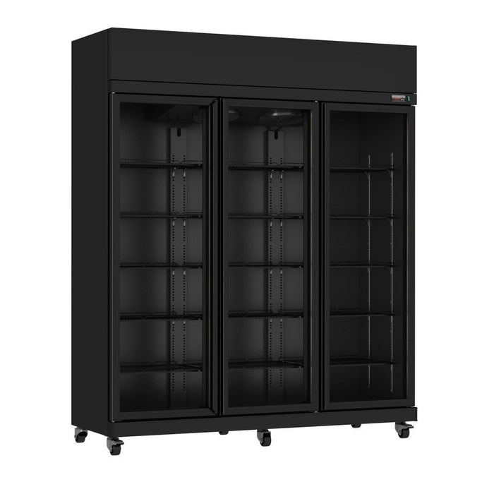 CombiSteel Kühlschrank 3 Glastüren Schwarz Irm-1180R Bl
