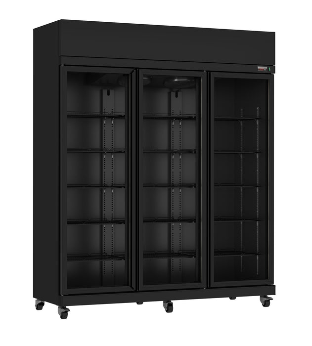 CombiSteel Kühlschrank 3 Glastüren Schwarz Irm-1180R Bl