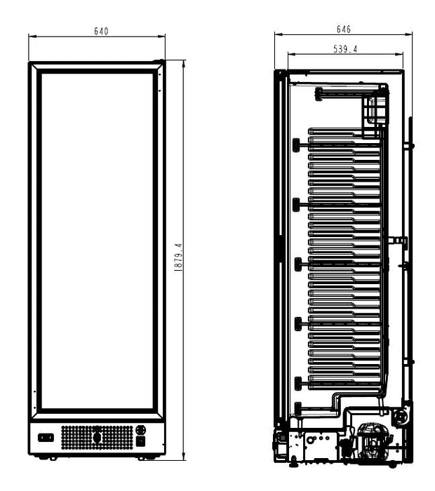 CombiSteel Tiefkühlschrank 1 Glastür Schwarz 382L | 7464.0064