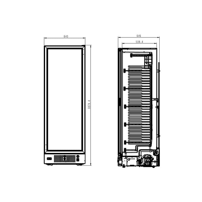 CombiSteel Tiefkühlschrank 1 Glastür Schwarz 382L | 7464.0064