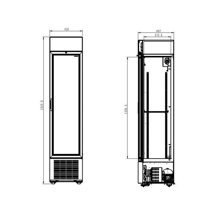 CombiSteel Kühlschrank 1 Glastür Schwarz 232L