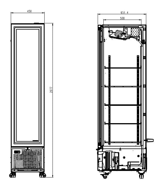 CombiSteel Kühlschrank 1 Glastür Schwarz 348L
