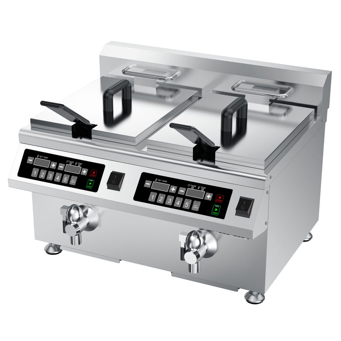 Induktions-Doppel-Fritteuse, 2x8 Liter, 518x490x418 (BxTxH), 2x3.5 kW