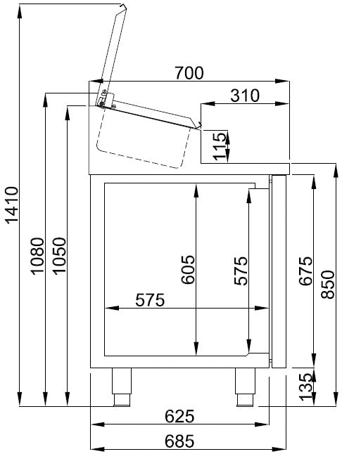 CombiSteel Saladette 3 Türen 10X 1/3Gn Behälter